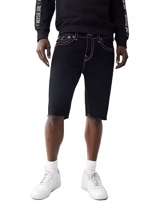 True Religion Men's Ricky Flap Fray Short - Black Rinse